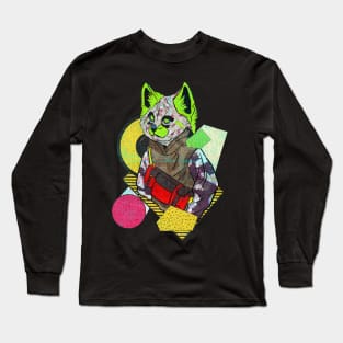 cool cat with shoulder bag Long Sleeve T-Shirt